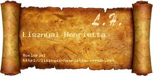 Lisznyai Henrietta névjegykártya